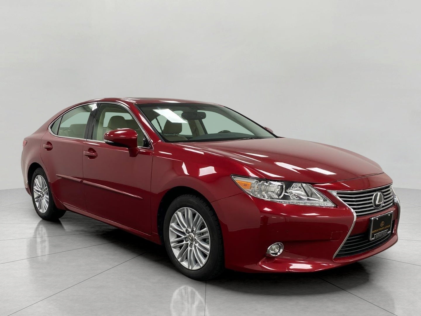 2015 Lexus ES 350 4dr Sdn in Matador Red Mica — front three-quarter view