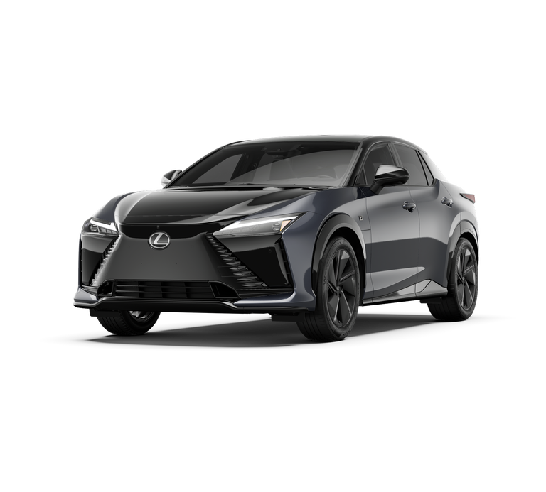 2026 Lexus RZ 550e F SPORT AWD in Cloudburst Gray/Black Onyx — front three-quarter view